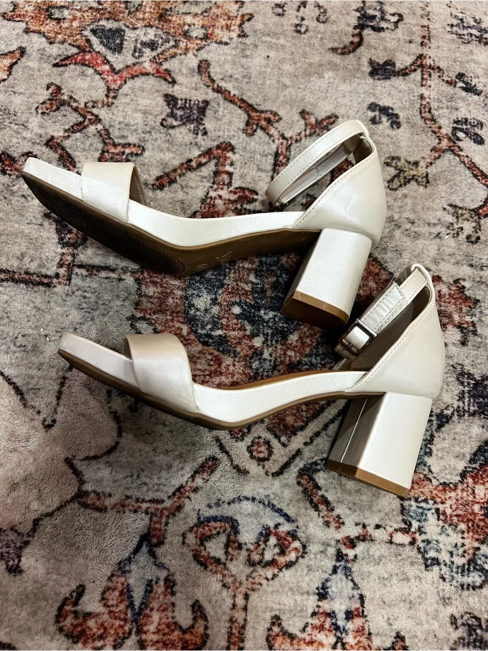 MIA Women's Ivory Ankle-Strap Block Heels